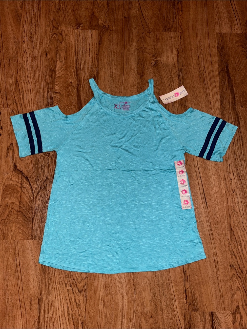 NWT Wishful Park Cold Shoulder Varsity Top